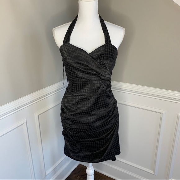 NEW Very J Black Ruched Halter Black Dress Size Medium - Picture 1 of 9